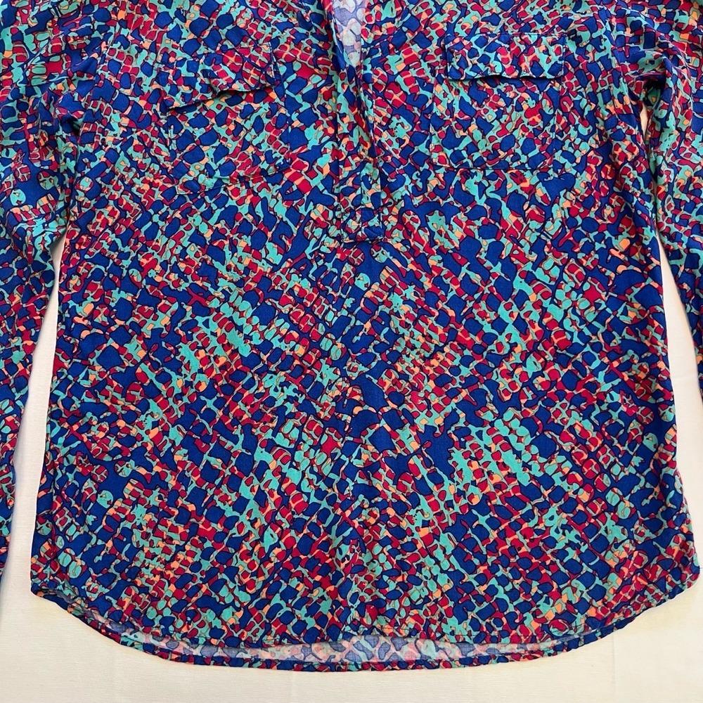 Splendid Multicolor Pattern Collared V-Neck Blous… - image 4